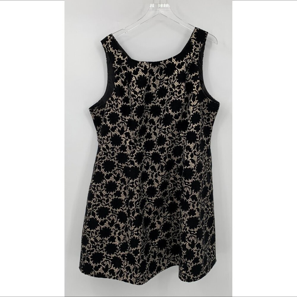 ModCloth Sorrento fit & flare shift dress black gold metallic sleeveless plus 2X